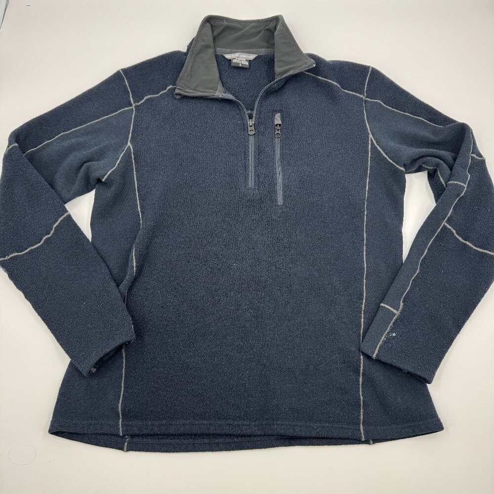 Kuhl Mens Quarter Zip Fleece Pullover Navy Blue Thumbholes Large RN 108846